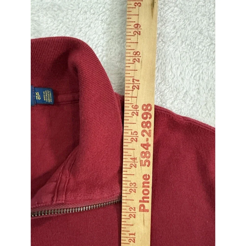 Polo Ralph Lauren Men's Red Estate Rib Quarter Zip Pullover Size XL Flesh Pony